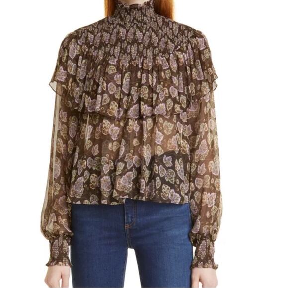 NWT New cinq a sept Drew Georgette Top Size S - Picture 1 of 10